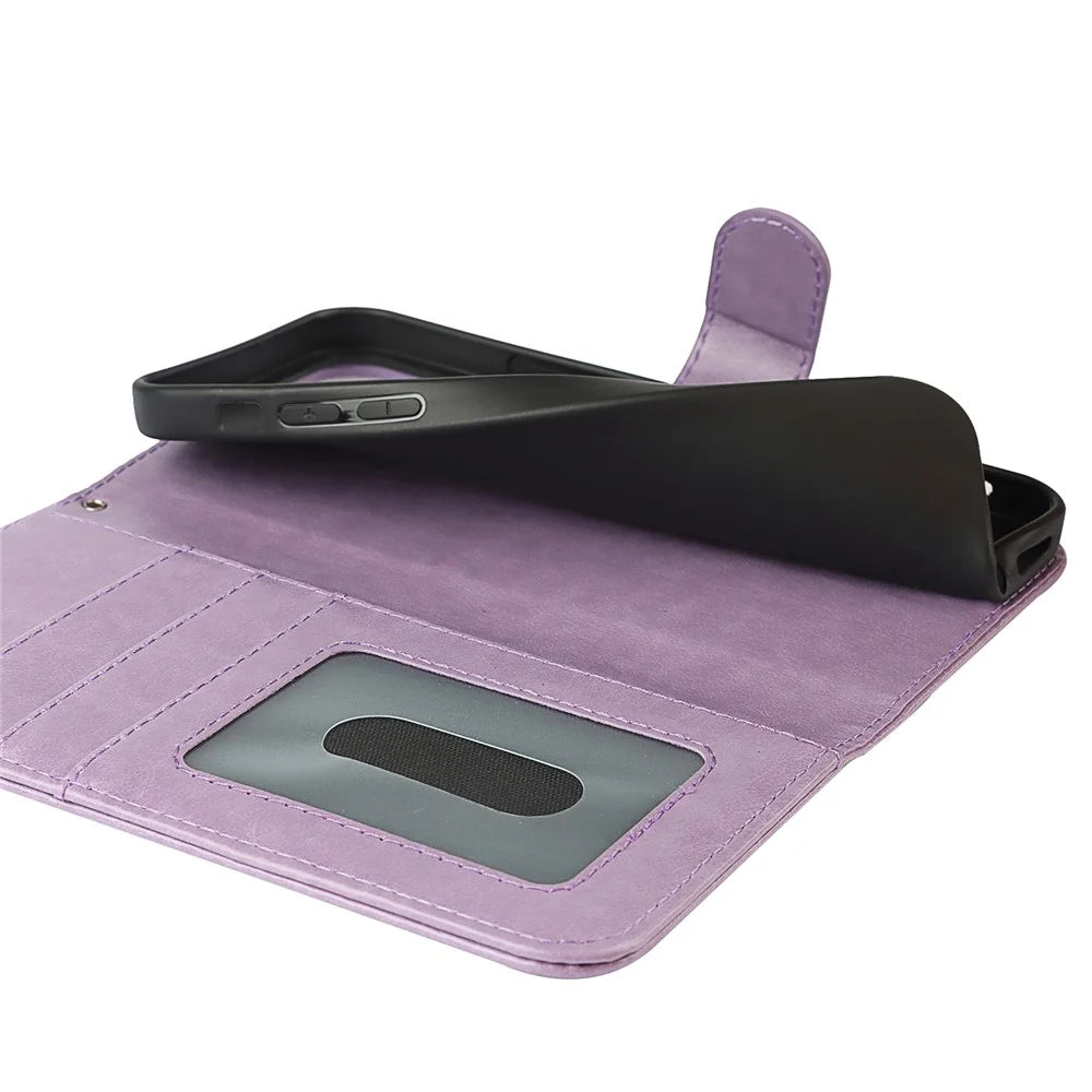 For iPhone 15 Plus Cover R61 Texture Wallet Leather Phone Shell - Purple - 6
