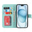 For iPhone 15 R61 Texture Wallet Case with Print Design PU Leather Phone Cover - Light Green - 2