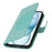 For iPhone 15 R61 Texture Wallet Case with Print Design PU Leather Phone Cover - Light Green - 5