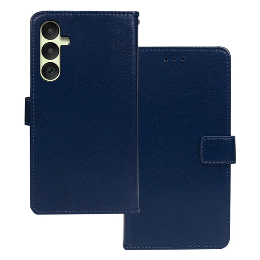 IDEWEI Shockproof Phone Case for Samsung Galaxy A35 5G Case PU Leather Wallet Phone Cover - Blue - 1
