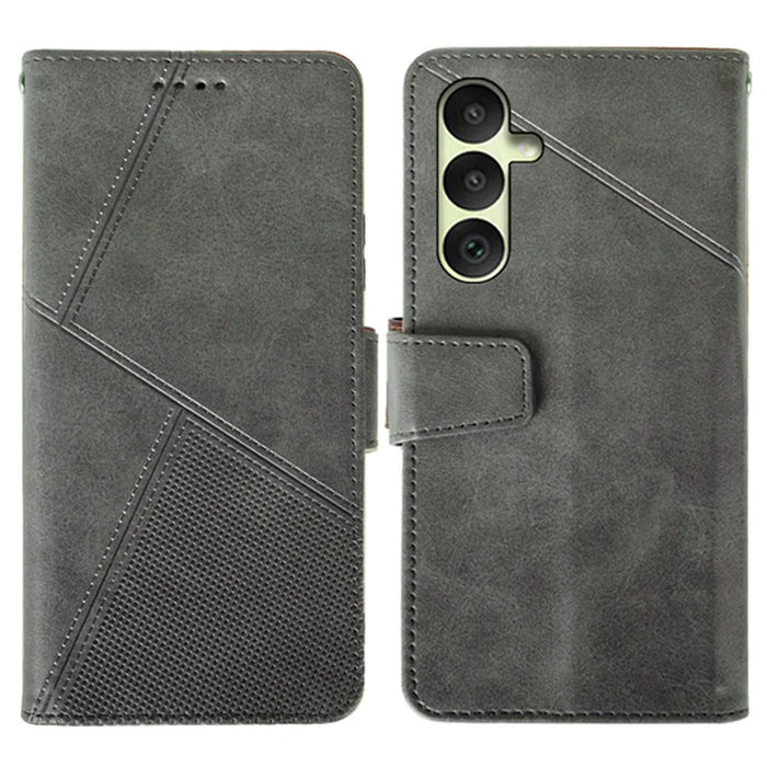 IDEWEI For Samsung Galaxy A35 5G Case Classic Calf PU Case Wallet Phone Cover - Grey - 1