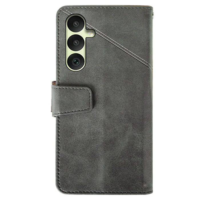 IDEWEI For Samsung Galaxy A35 5G Case Classic Calf PU Case Wallet Phone Cover - Grey - 5