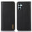KHAZNEH For Samsung Galaxy A55 5G Case Genuine Cow Leather Nappa Texture Cover with Stand - Black - 1