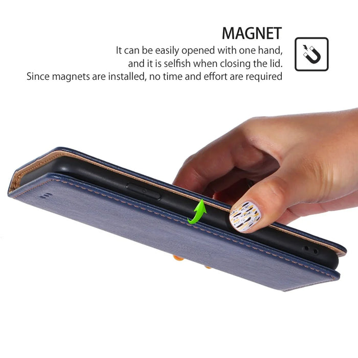 For OnePlus Nord CE3 5G Magnetic Phone Case Leather Solid Color Card Slot Cover - Blue - 4