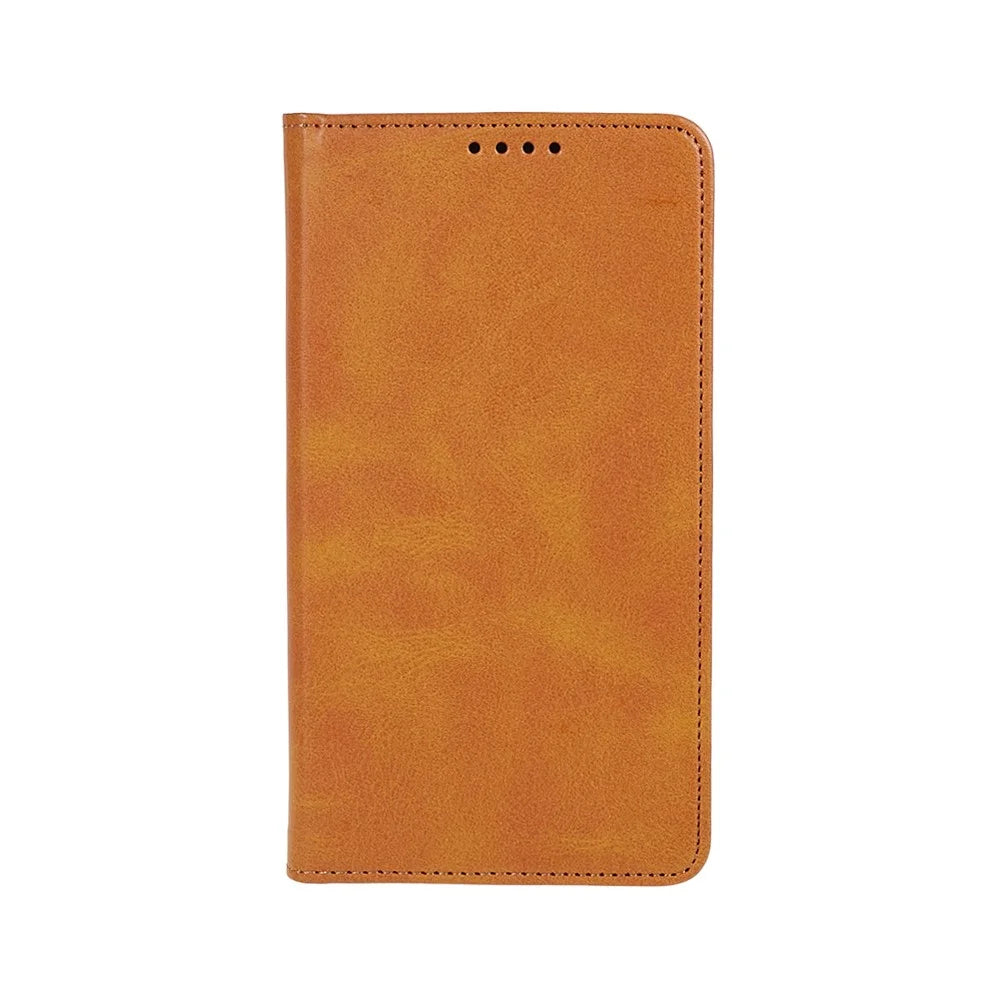 For Samsung Galaxy A55 5G Case Calf Texture PU Leather Shell Slim-Fit Mobile Phone Cover - Khaki - 6