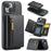 DG.MING M5 Series For iPhone 14 Magnetic Case RFID Blocking Detachable Leather+TPU+PC Wallet Cover - Black - 1