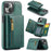 DG.MING M5 Series For iPhone 14 Plus Case Detachable Magnetic Leather Phone Protector with Card Slots - Green - 1