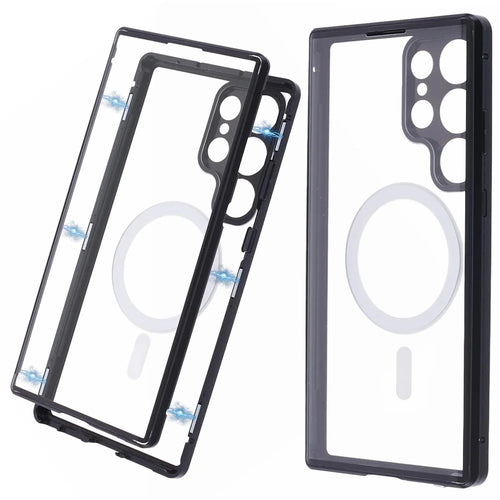 For Samsung Galaxy S23 Ultra Magnetic Case Double-Sided Tempered Glass Phone Cover - Black - 1