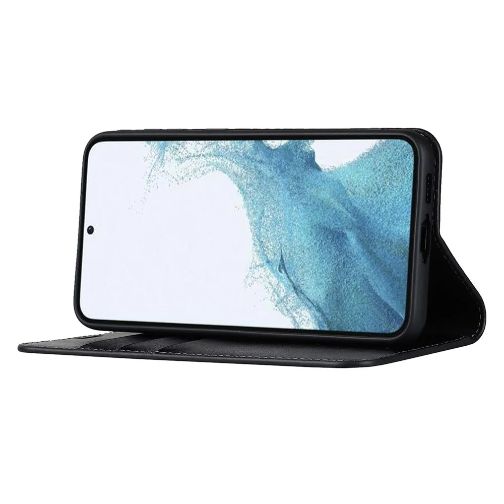 For Samsung Galaxy S23 Cell Phone Cases Crazy Horse Texture Split Leather Wallet Cover - Black - 3