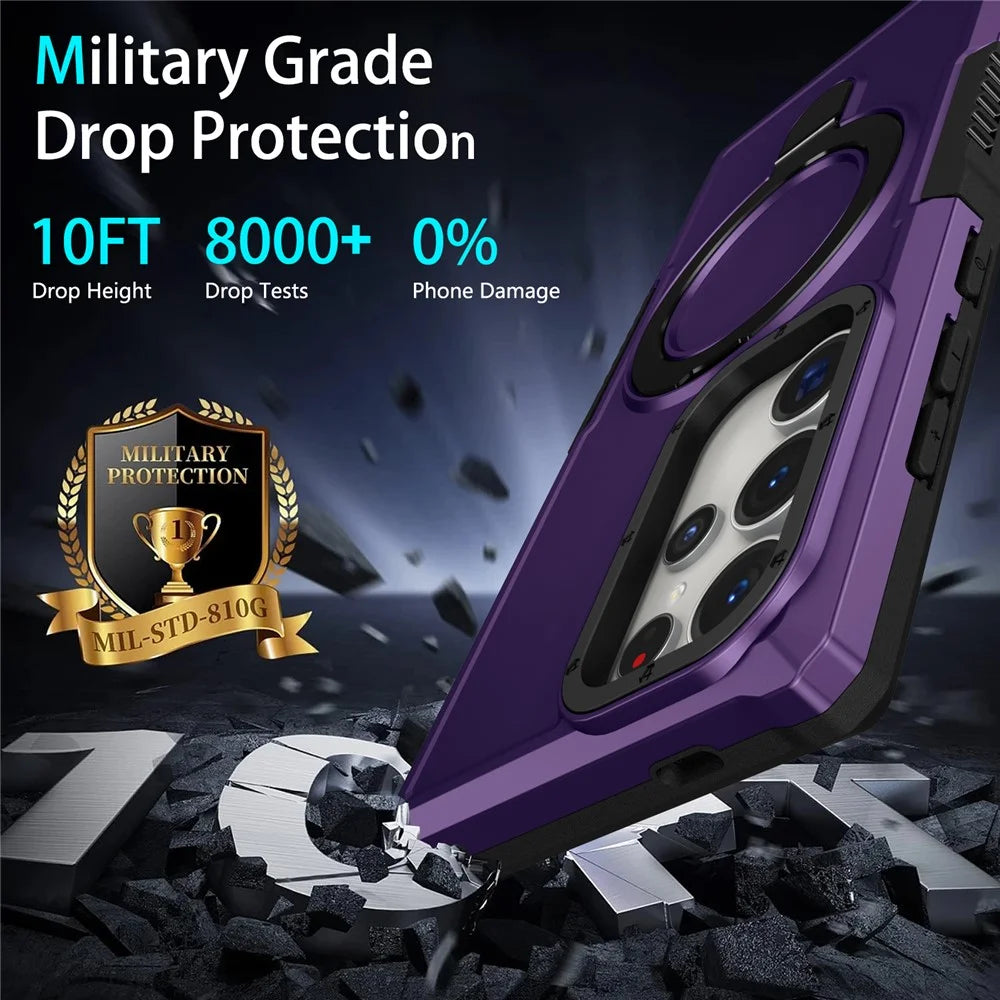 For Samsung Galaxy S24 Ultra Case TPU+PC 2-in-1 Ring Kickstand Shockproof Cover - Dark Purple - 2