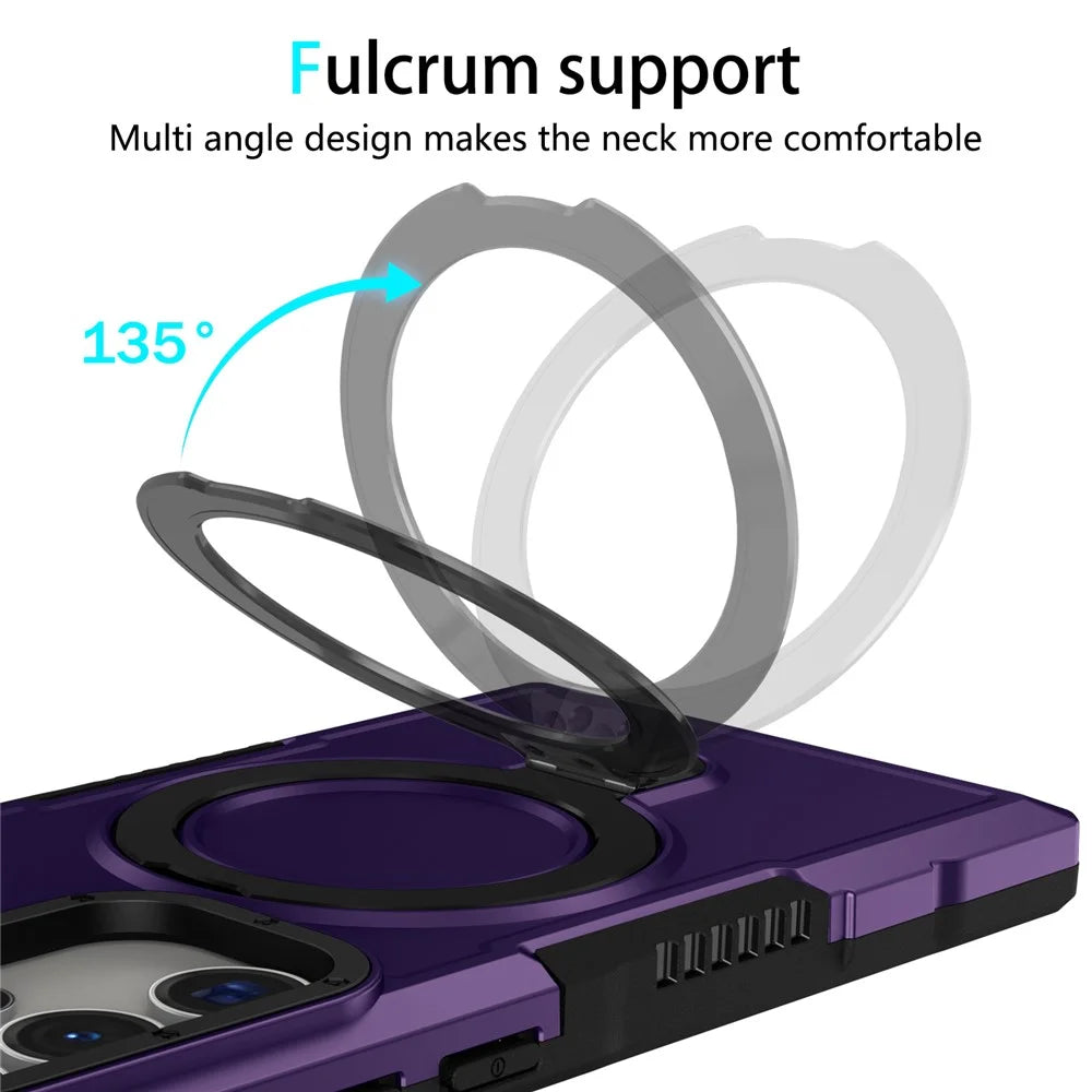 For Samsung Galaxy S24 Ultra Case TPU+PC 2-in-1 Ring Kickstand Shockproof Cover - Dark Purple - 7