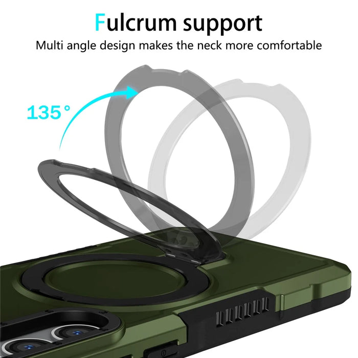 For Samsung Galaxy S24 Phone Cover TPU+PC Dual-Layer Ring Kickstand Anti-Drop Case  - Blackish Green - 7