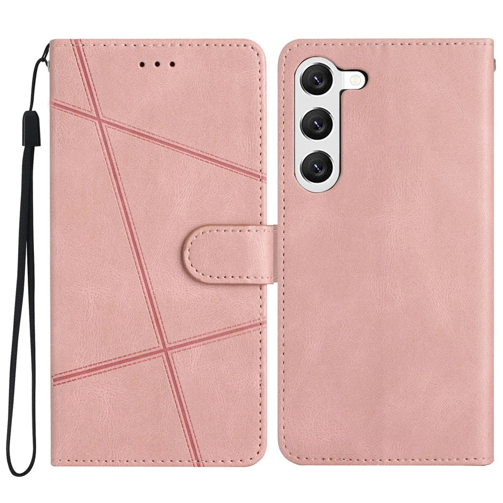 For Samsung Galaxy A55 5G Cell Phone Case Crazy Horse Texture Card Holder Cover - Rose Gold - 1