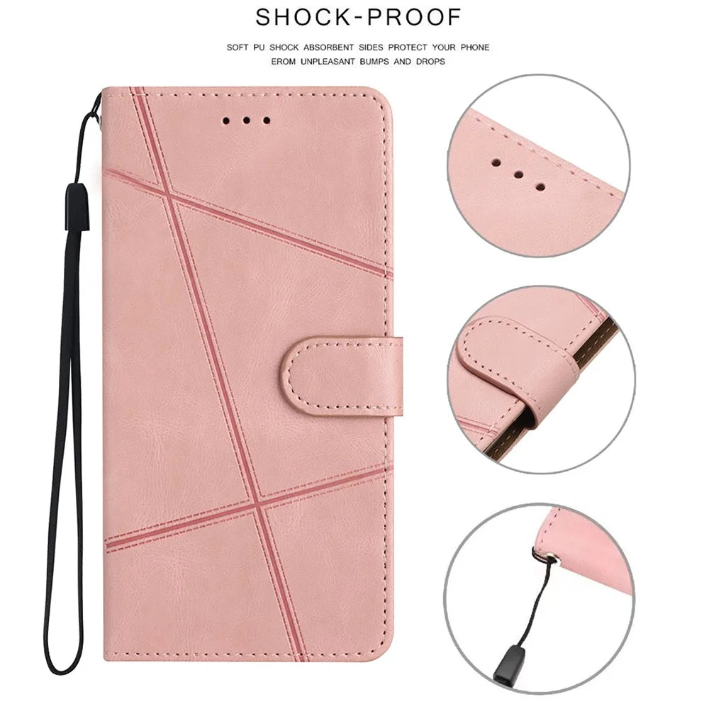 For Samsung Galaxy A55 5G Cell Phone Case Crazy Horse Texture Card Holder Cover - Rose Gold - 5