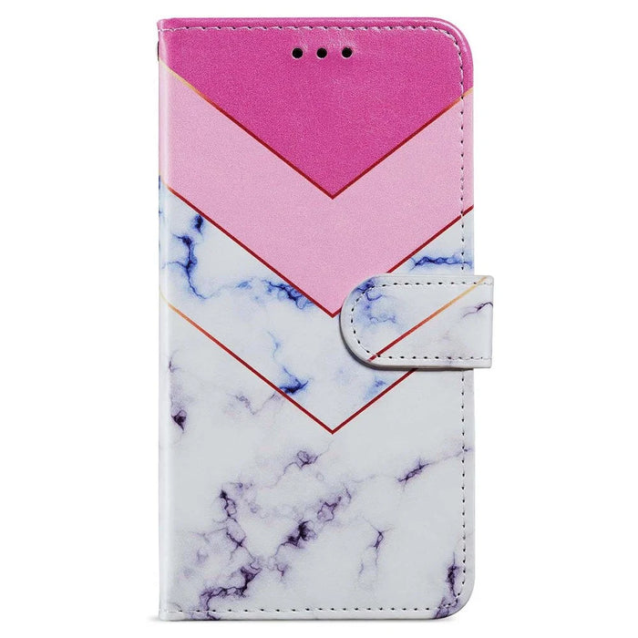 For Samsung Galaxy A55 5G Cell Phone Case PU Leather Pattern Print Wallet Cover - Smoke Marble - 5