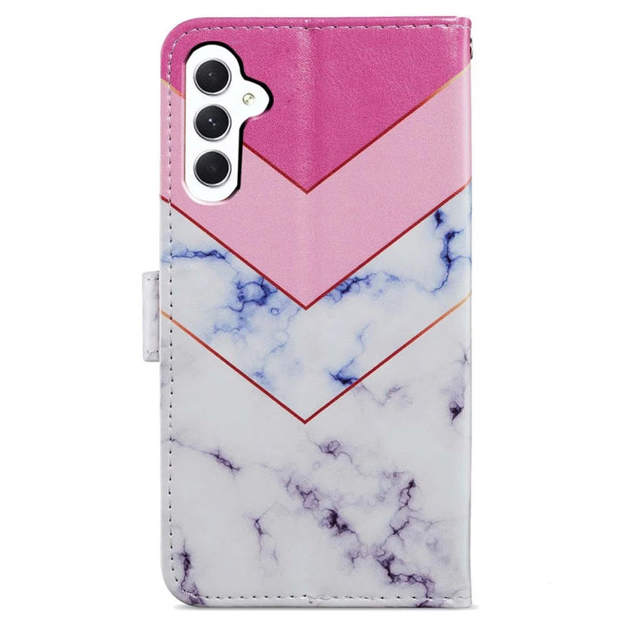 For Samsung Galaxy A55 5G Cell Phone Case PU Leather Pattern Print Wallet Cover - Smoke Marble - 6