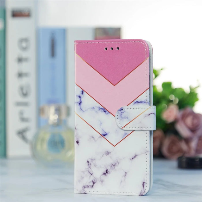 For Samsung Galaxy A55 5G Cell Phone Case PU Leather Pattern Print Wallet Cover - Smoke Marble - 7