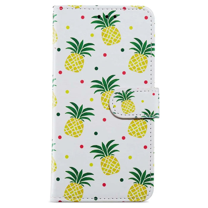 For Samsung Galaxy A35 5G Leather Case Pattern Printing Phone Cover with Card Slots - Pineapple - 5
