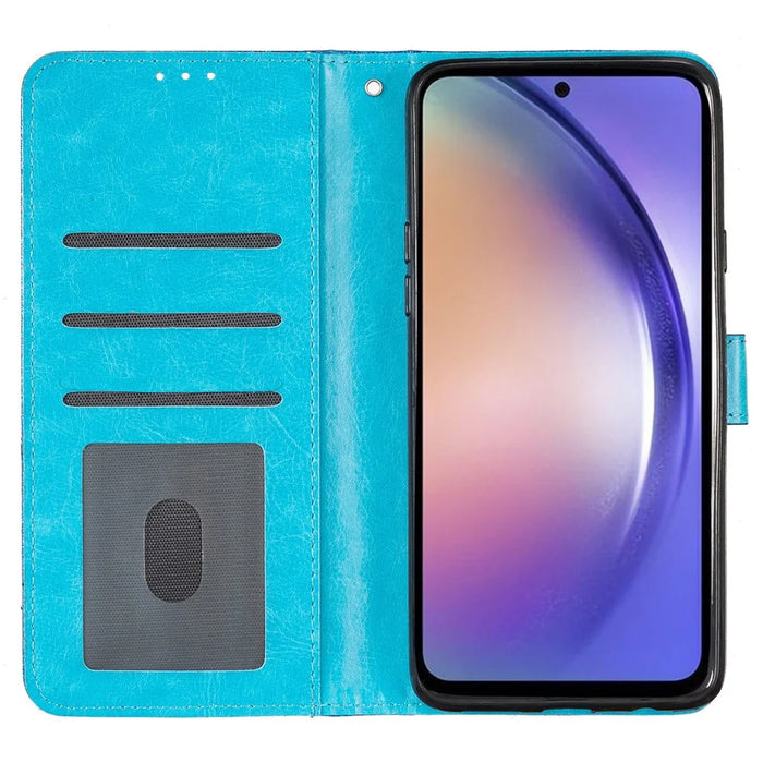 For Samsung Galaxy A55 5G Shiny Glitter Leather Case Stand Wallet Phone Cover - Blue - 2