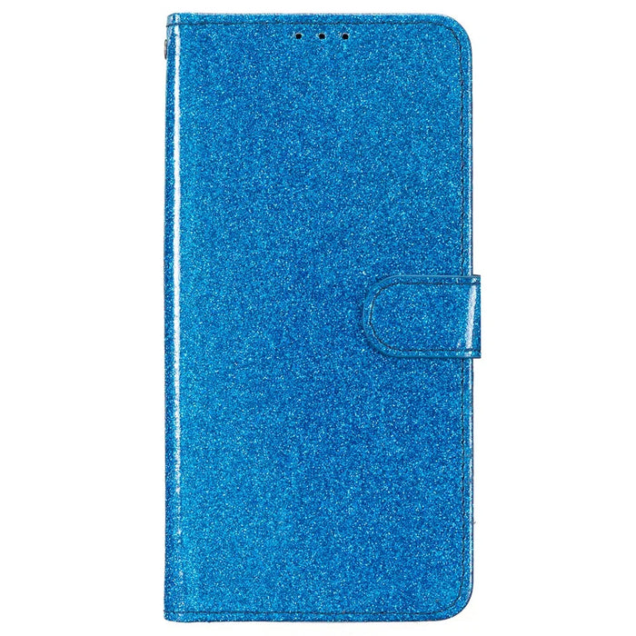 For Samsung Galaxy A55 5G Shiny Glitter Leather Case Stand Wallet Phone Cover - Blue - 5