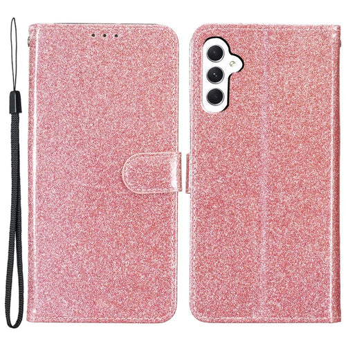 For Samsung Galaxy A35 5G Leather Case Glitter Card Slots Wallet Phone Cover - Rose Gold - 1
