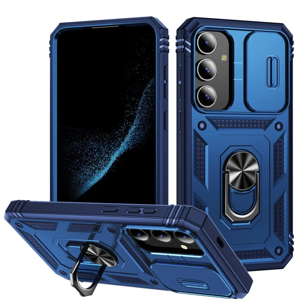 For Samsung Galaxy S24 Anti-Drop Protection Case with Camera Sliding Cover - Sapphire - 1