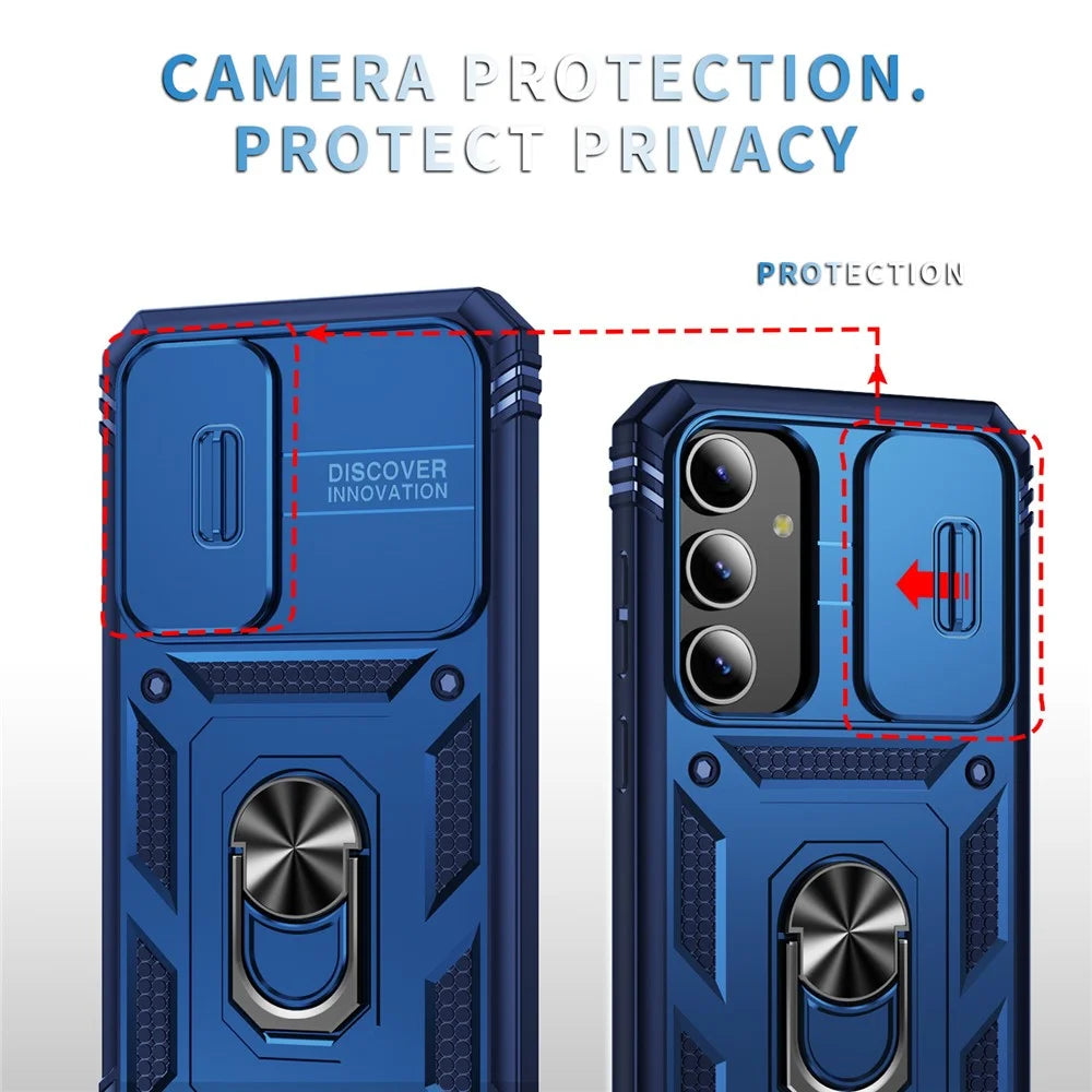 For Samsung Galaxy S24 Anti-Drop Protection Case with Camera Sliding Cover - Sapphire - 2