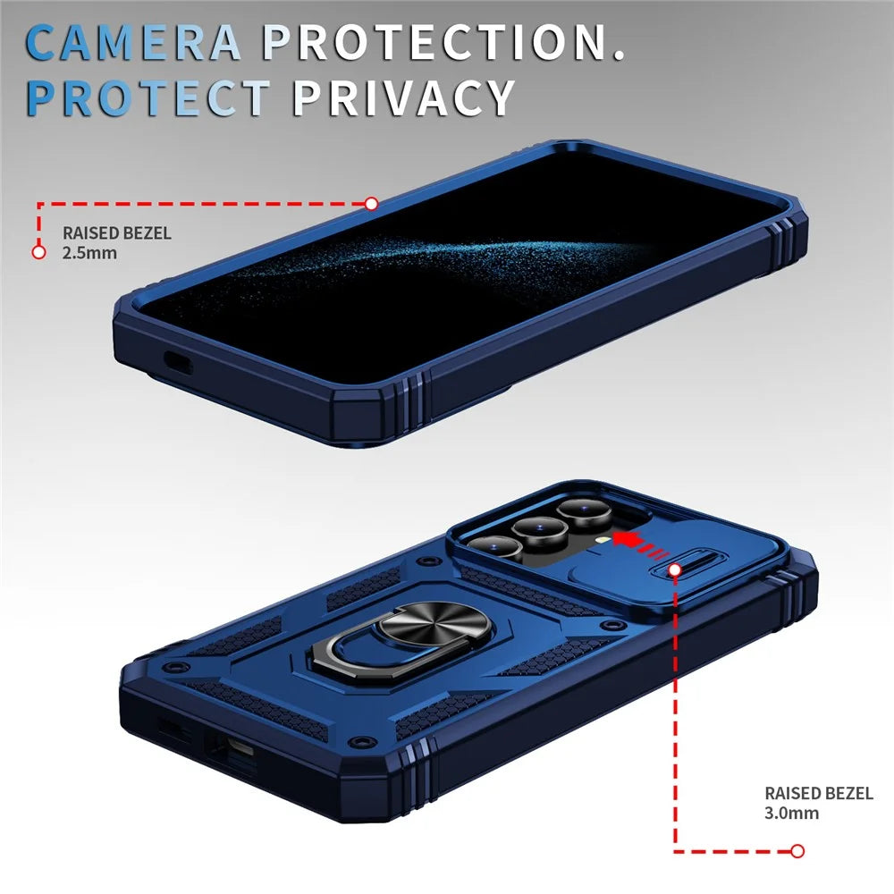 For Samsung Galaxy S24 Anti-Drop Protection Case with Camera Sliding Cover - Sapphire - 4