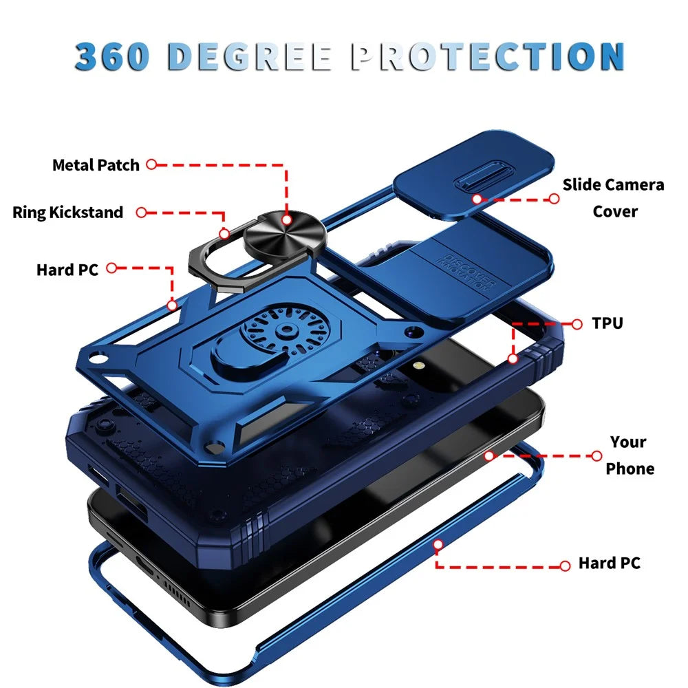 For Samsung Galaxy S24 Anti-Drop Protection Case with Camera Sliding Cover - Sapphire - 7