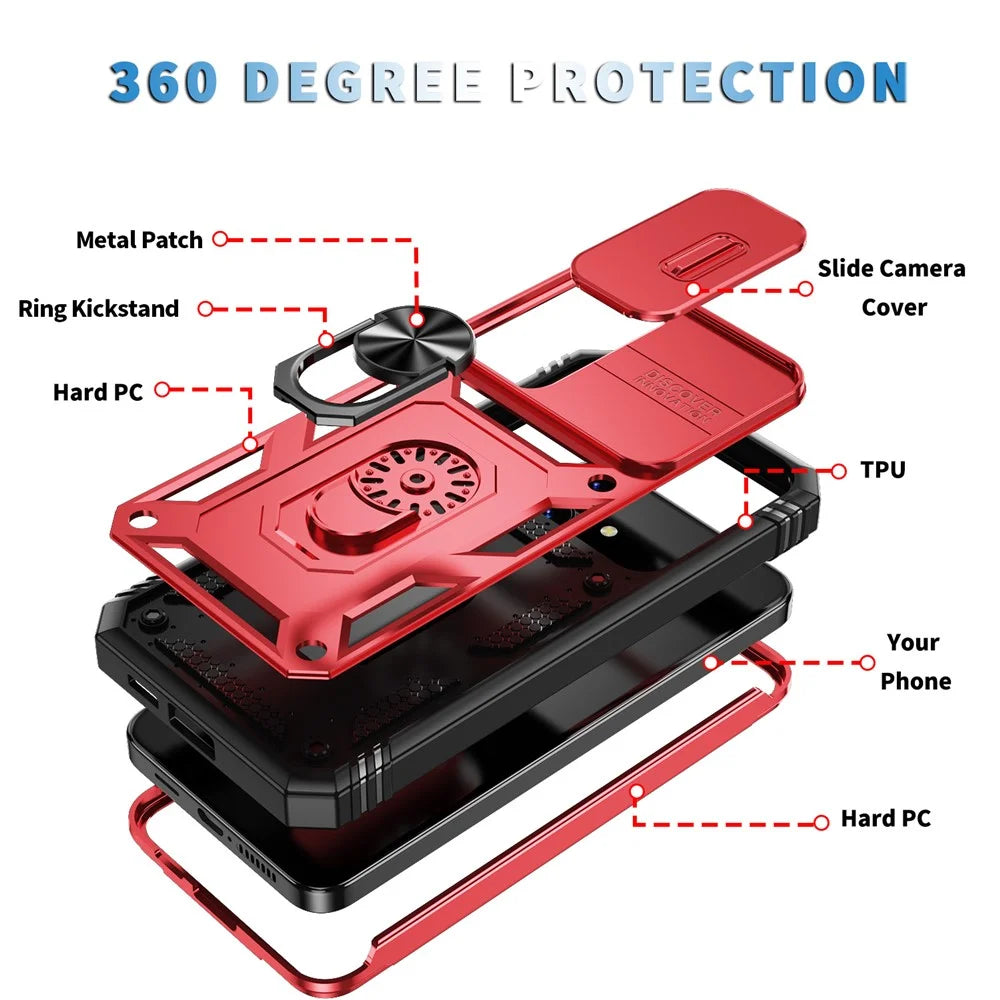 Slide Window Design for Samsung Galaxy S24+ Phone Case TPU+PC Protective Cover - Red+Black - 7