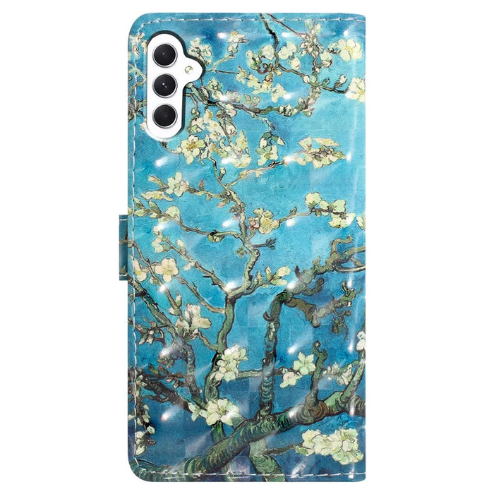 For Samsung Galaxy A35 5G Wallet Leather Case with Multiple Card Slots and Stand - Apricot Blossom - 7