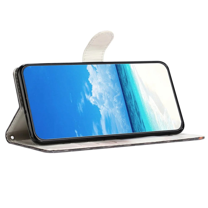 Leather Case for Samsung Galaxy A55 5G 3D Pattern Wallet Style Phone Cover with Card Slots - Pink Blue Marble - 3