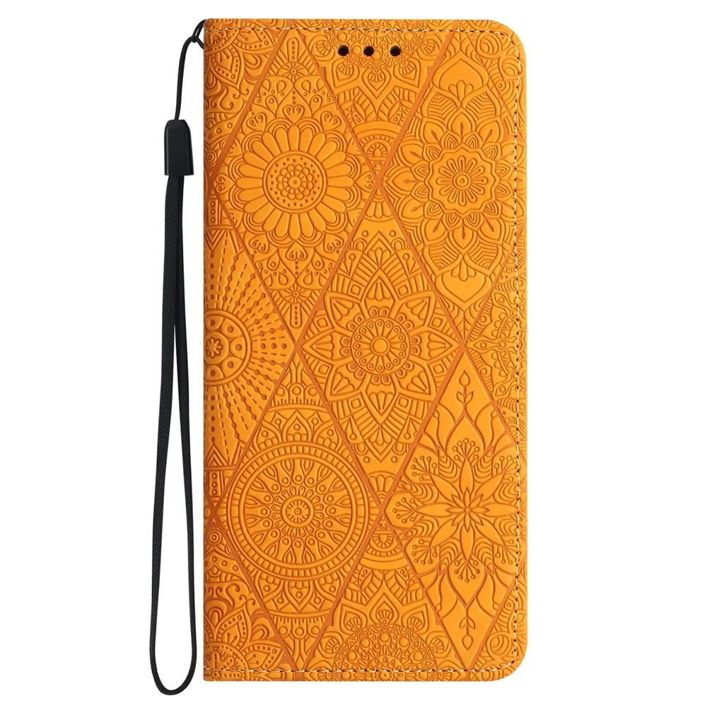 For Samsung Galaxy A05s 4G Wallet Case Card Holder Stand Built-in Magnetic Closure Phone Cover - Yellow - 5