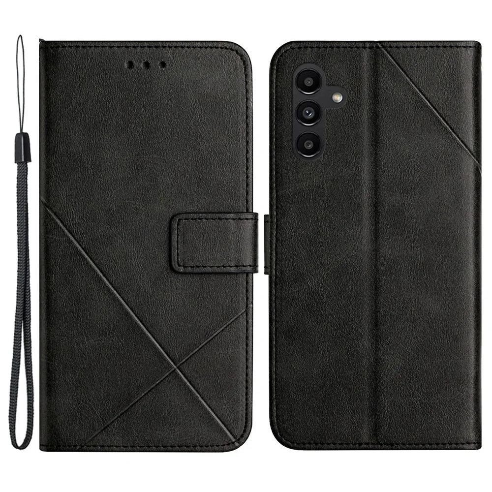 For Samsung Galaxy A05s 4G Phone Case Flip Shockproof Leather Folio Phone Cover - Black - 1