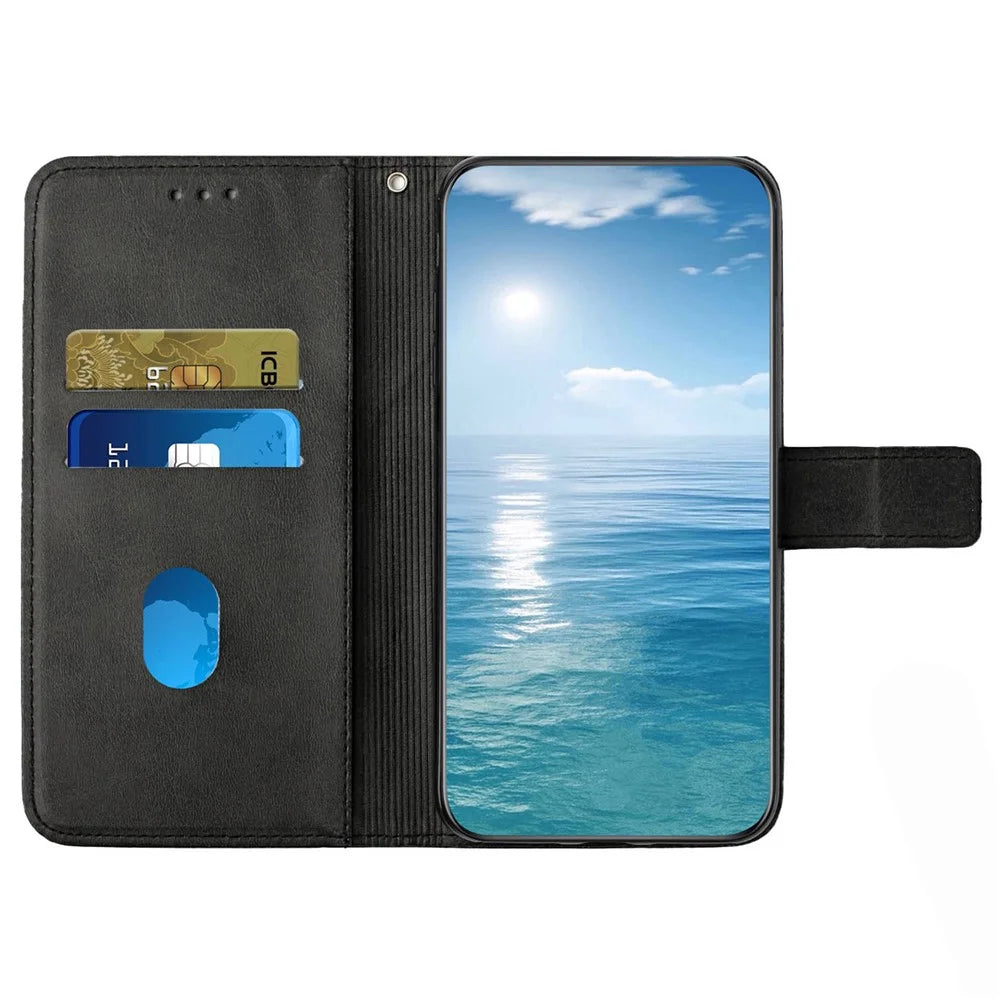 For Samsung Galaxy A05s 4G Phone Case Flip Shockproof Leather Folio Phone Cover - Black - 2
