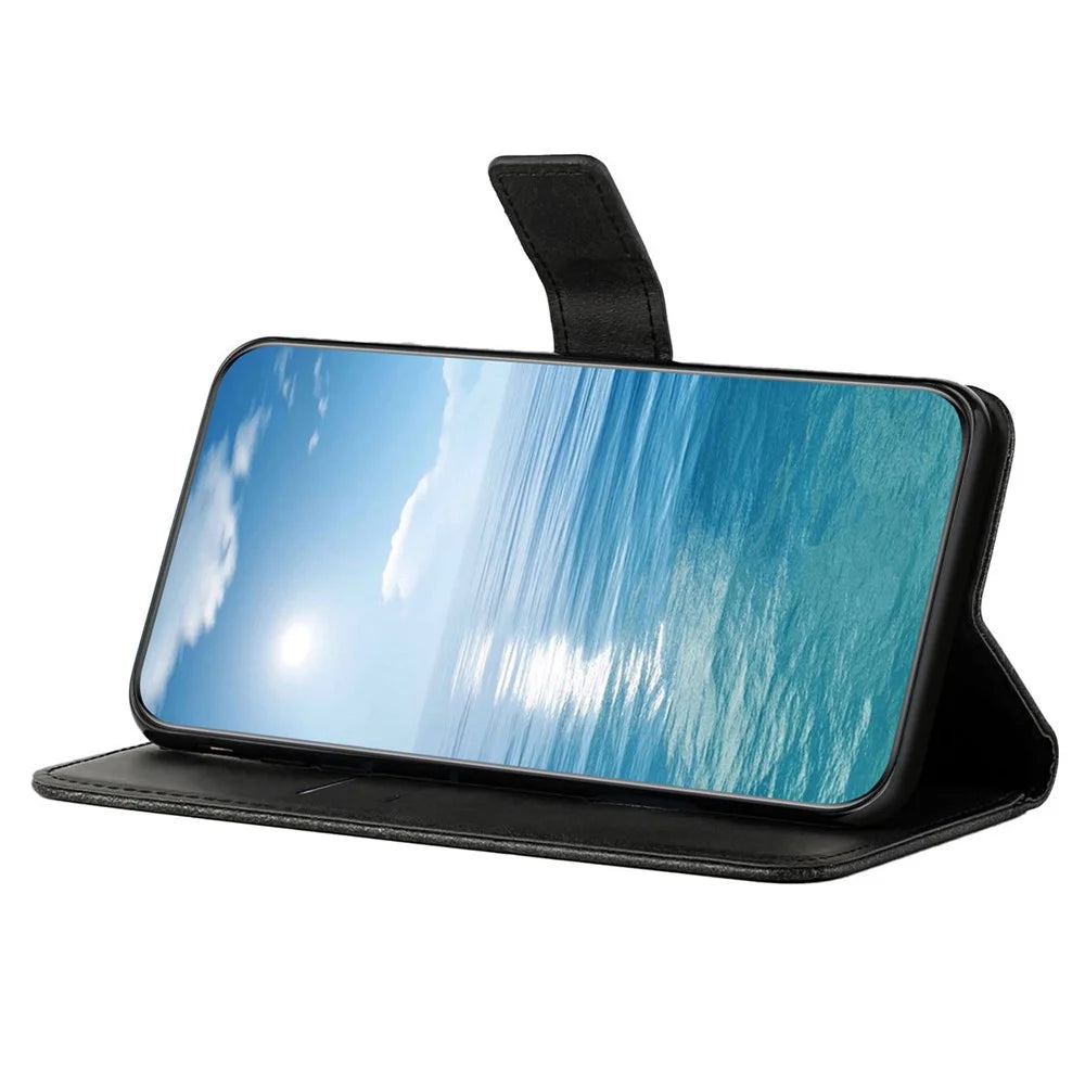 For Samsung Galaxy A05s 4G Phone Case Flip Shockproof Leather Folio Phone Cover - Black - 3