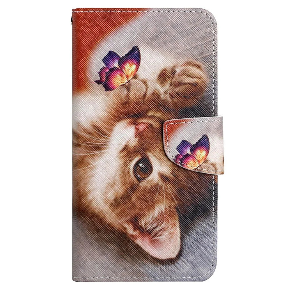 Leather Phone Case for Samsung Galaxy A05s 4G Pattern Print Design Flip Cover - Butterfly / Cat - 6