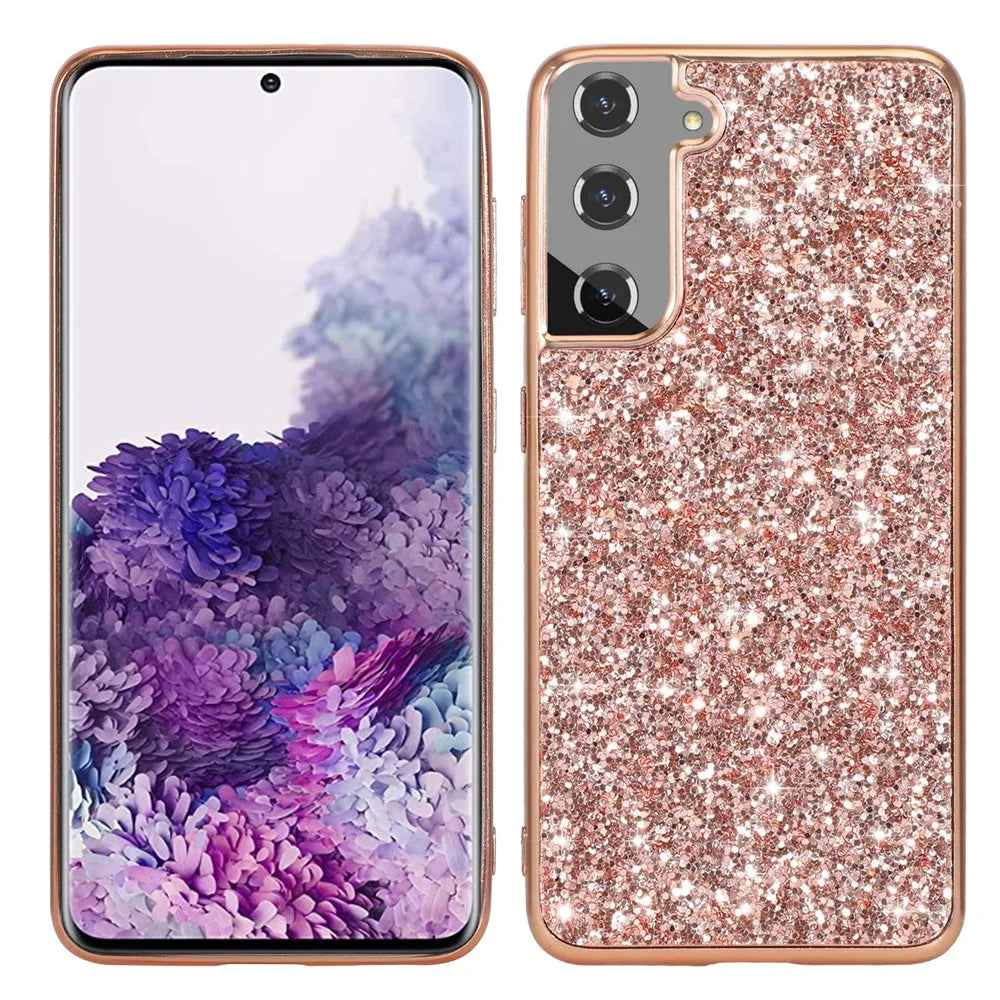 For Samsung Galaxy S24 Case Electroplating TPU Frame + PC Back Smartphone Cover - Rose Gold - 1
