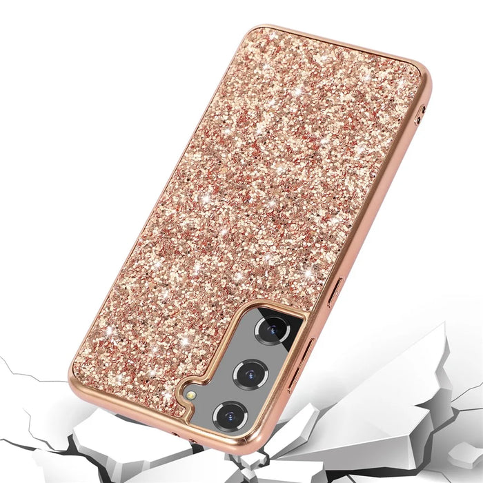 For Samsung Galaxy S24+ Case Glittering Sequins TPU Frame + PC Back Phone Cover - Blue - 4
