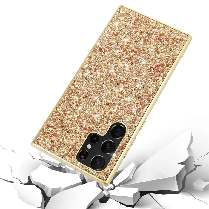 For Samsung Galaxy S24 Ultra Cell Phone Case Electroplating TPU Frame + PC Back Protective Shell - Gold - 2