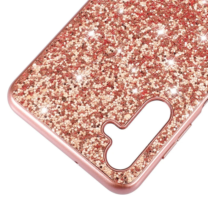 For Samsung Galaxy A15 5G Case Glitter Electroplated TPU Frame PC Back Cover - Rose Gold - 4