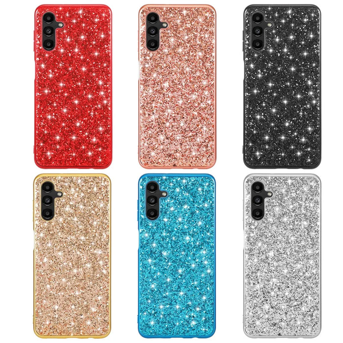For Samsung Galaxy A15 5G Case Glitter Electroplated TPU Frame PC Back Cover - Rose Gold - 7