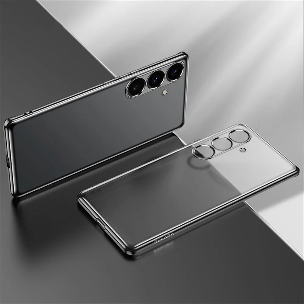 SULADA Nature Series for Samsung Galaxy S24 Case Matte Finish TPU Electroplating Cover - Black - 1