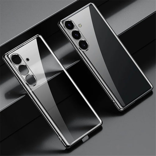 SULADA For Samsung Galaxy S24 Clear TPU Cover Electroplated Case with Precision Holes - Black - 1