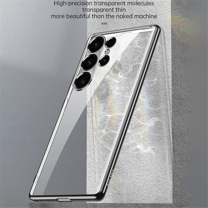SULADA For Samsung Galaxy S24 Clear TPU Cover Electroplated Case with Precision Holes - Black - 3