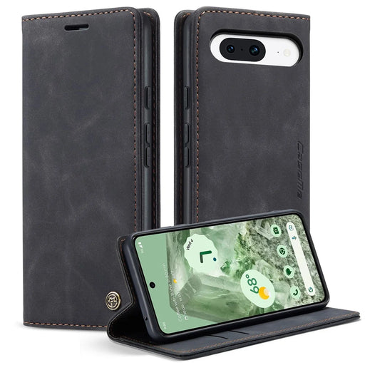 CASEME 013 Series For Google Pixel 8a Magnetic Case Anti-scratch PU Leather Phone Wallet Cover - Black - 1