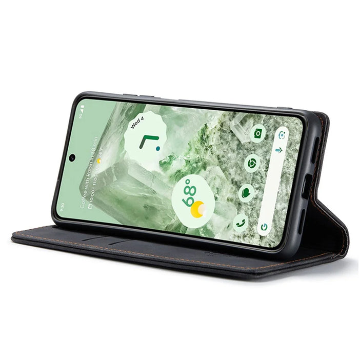 CASEME 013 Series For Google Pixel 8a Magnetic Case Anti-scratch PU Leather Phone Wallet Cover - Black - 3