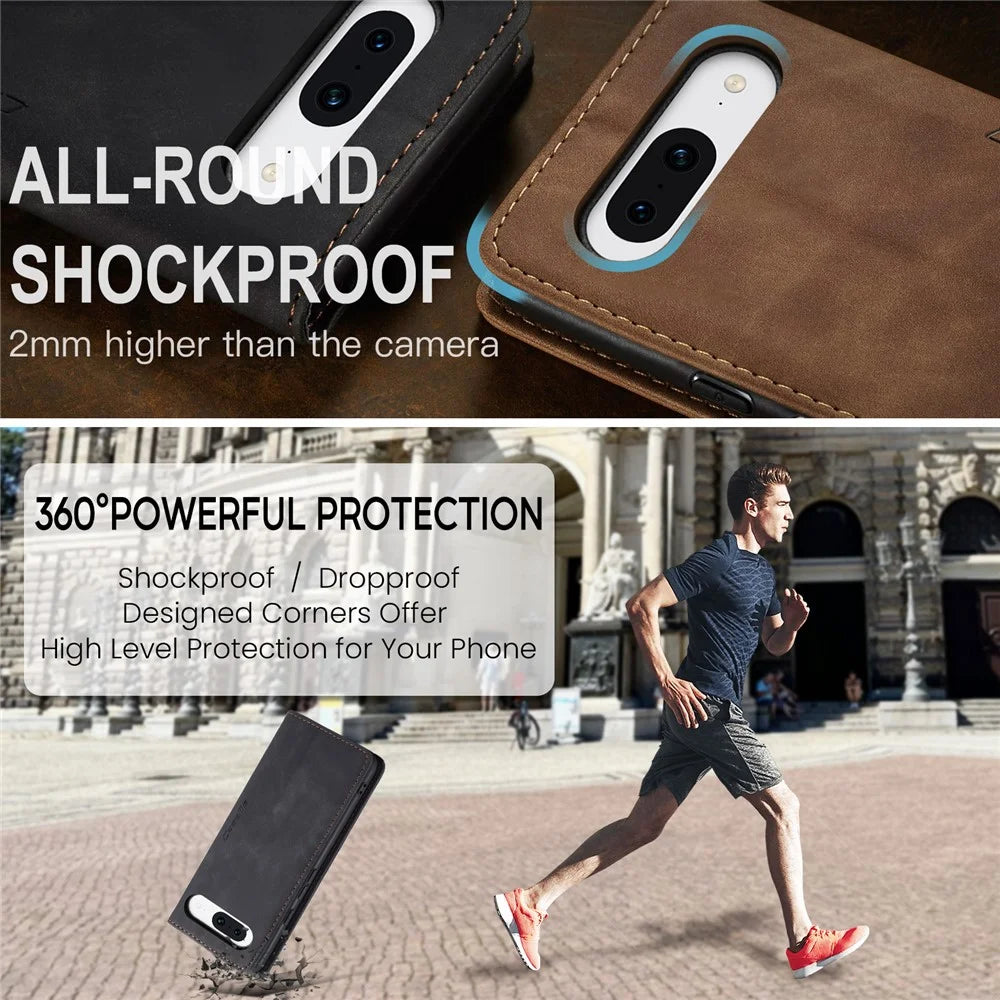 CASEME 013 Series For Google Pixel 8a Magnetic Case Anti-scratch PU Leather Phone Wallet Cover - Black - 7