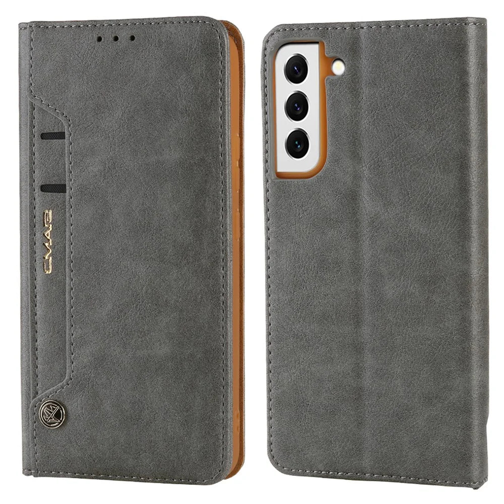 CMAI2 For Samsung Galaxy S23 Case PU Leather Card Holder Phone Wallet Cover - Grey - 1