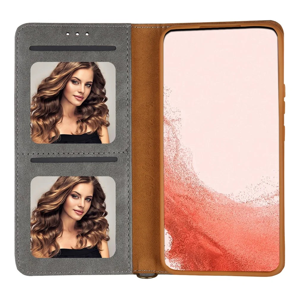 CMAI2 For Samsung Galaxy S23 Case PU Leather Card Holder Phone Wallet Cover - Grey - 2